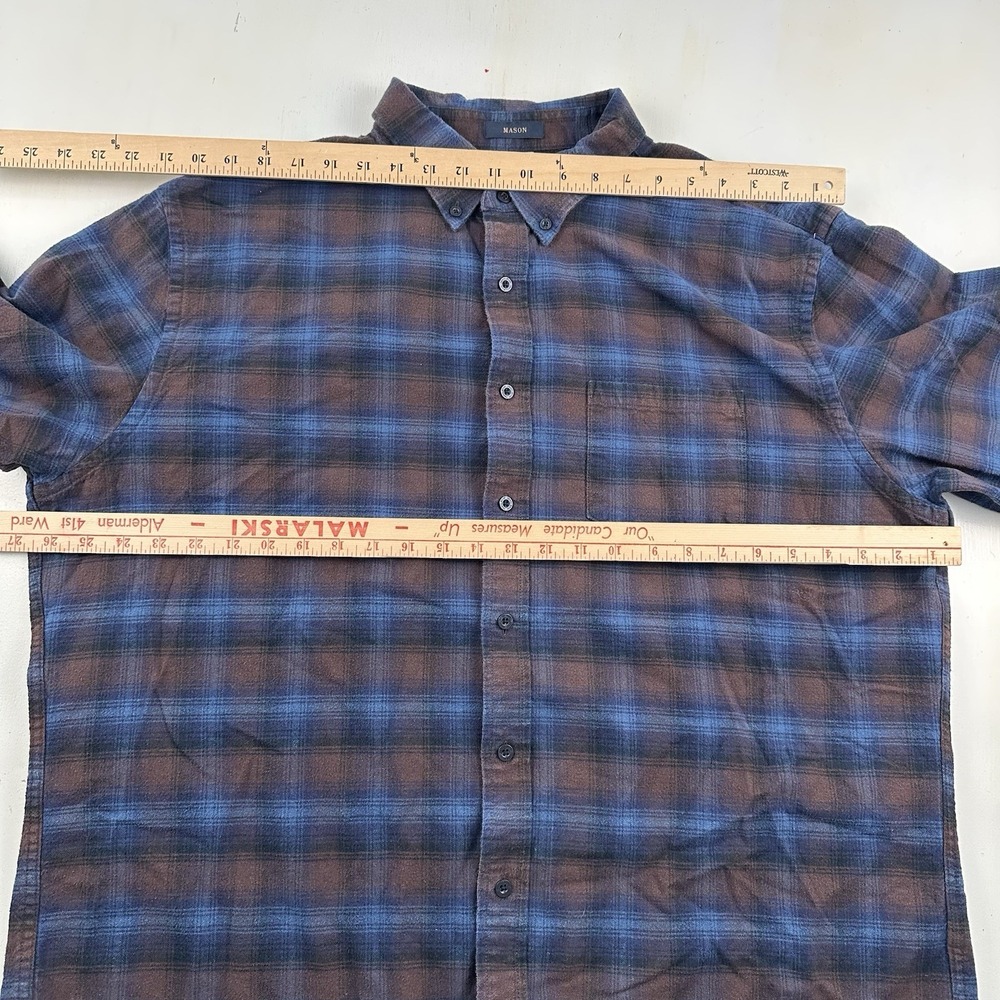 Pendleton Mason Shadow Plaid Flannel Cotton Shirt Mens XXL Blue Brown 2XL - Picture 5 of 10